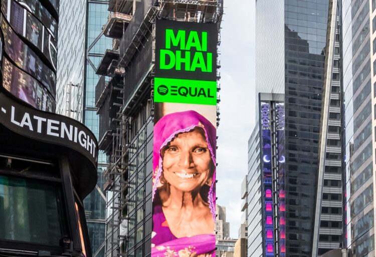 Spotify features Tharparkar artist Mai Dhai on Times Square NY