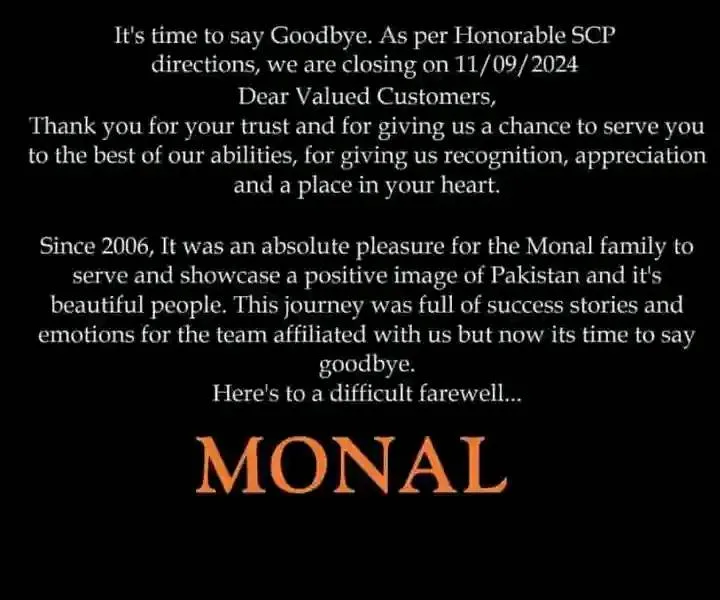 Monal restaurant bids farewell following supreme court's directive