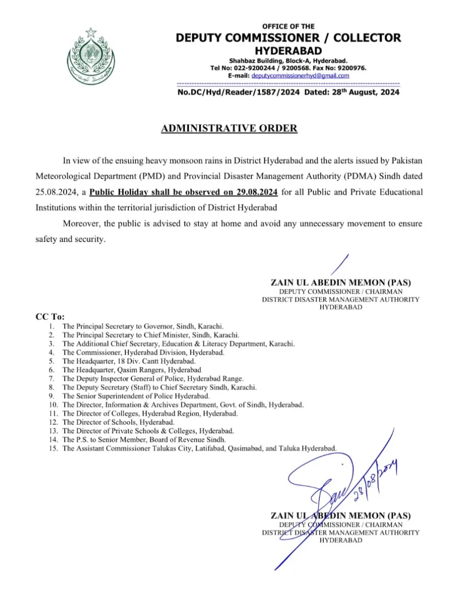 Public holiday in hyderabad due to heavy monsoon rains - notification