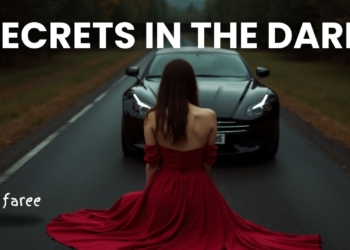 A woman is sitting in front of a car