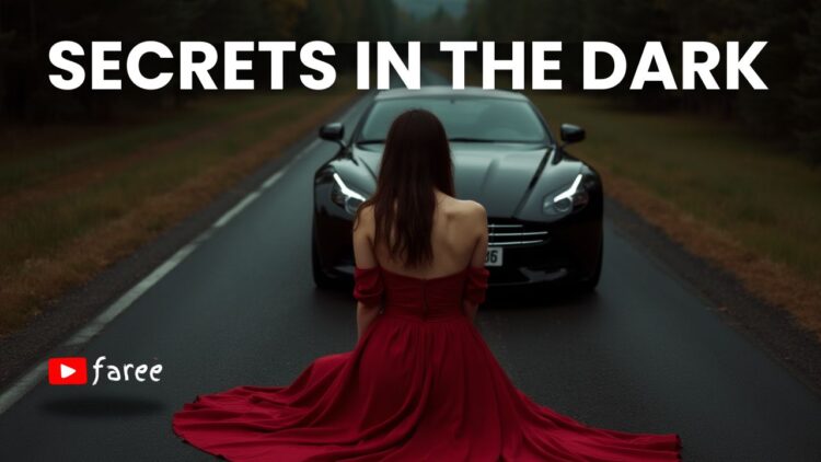 A woman is sitting in front of a car