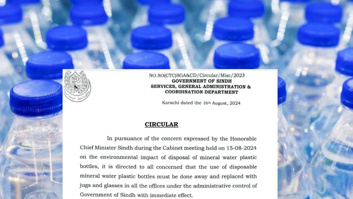 Sindh Govt Bans Disposable Plastic Water Bottles in Offices