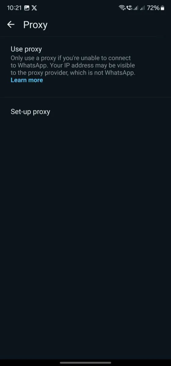 Whatsapp proxy setting