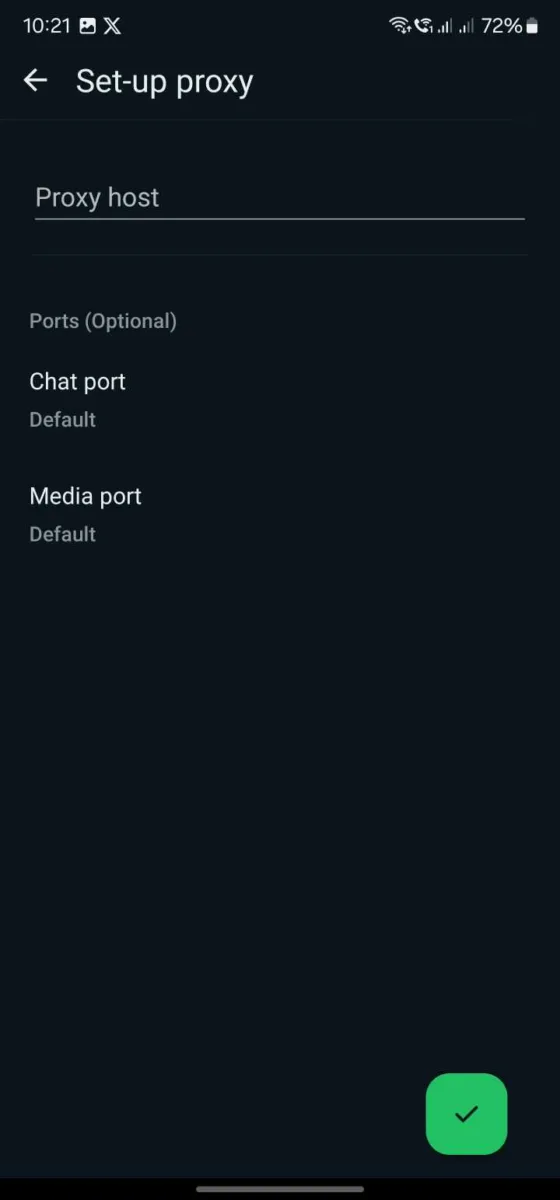 Whatsapp proxy setting