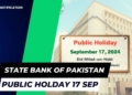 State bank of pakistan announces public holiday on september 17, 2024