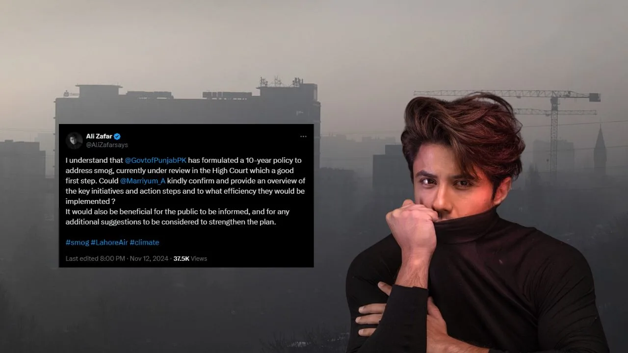 Ali Zafar Calls for Transparency on Punjab’s 10-Year Smog Policy