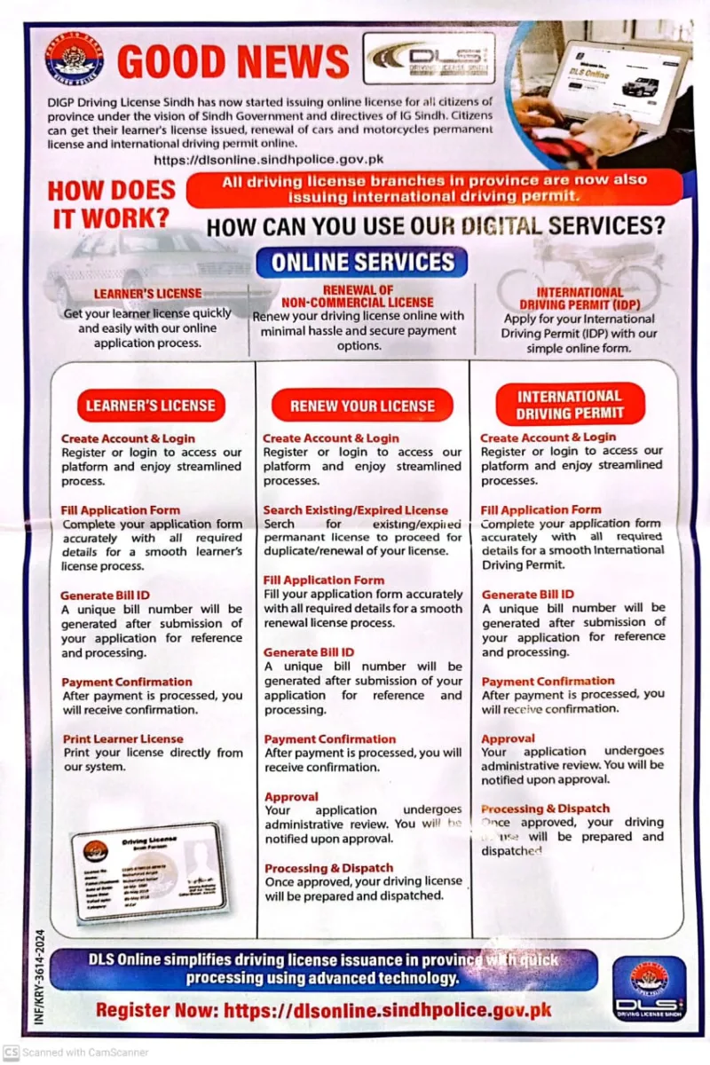 Apply for Sindh Driving Licenses Online | Learner, Renewal & IDP Services