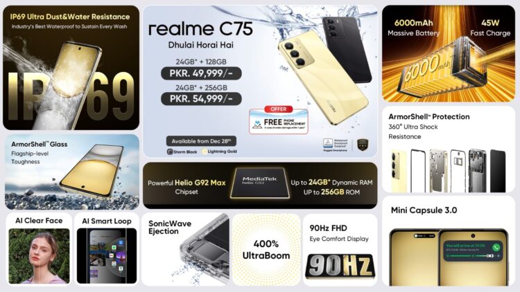 realme C75 Smartphone with flagship features at PKR 49,999/-