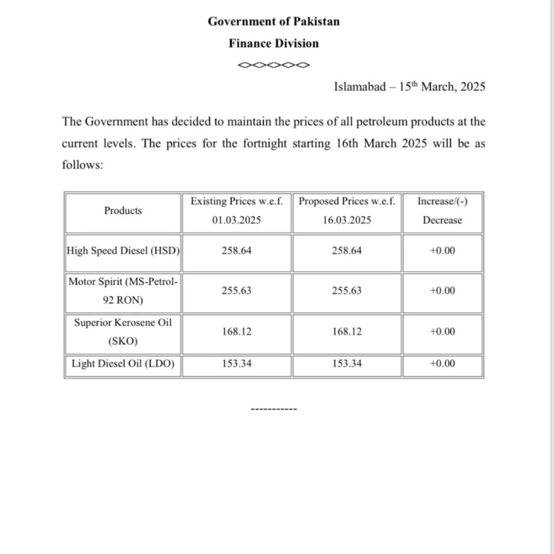 Government Decides to Maintain Petroleum Prices